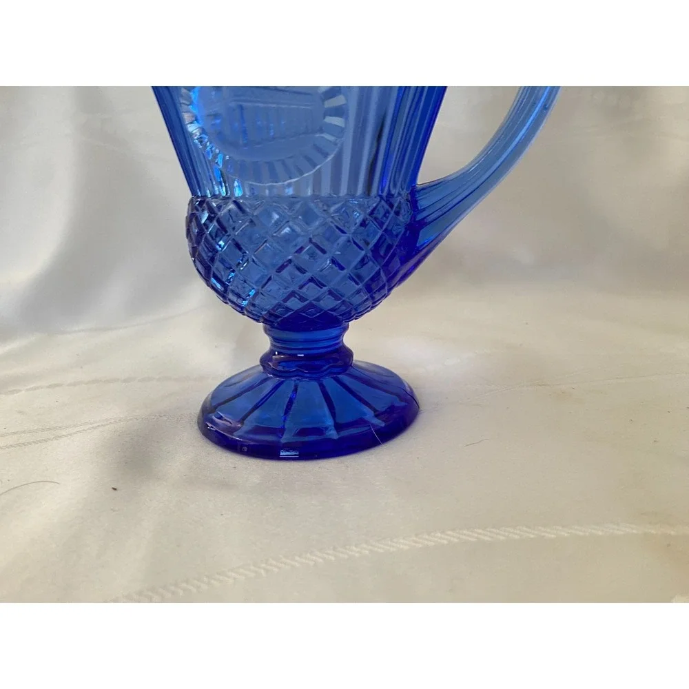 Vintage Avon Fostoria Cobalt Blue Pitcher With Mt Vernon 5.5